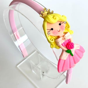 Enchanted Dawn Headband - Laço feito à mão - Vestir Princesa - Tiara Boneca - Pink headband - Laços Lacarotei