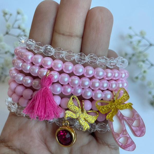 Ballerina Acrylic Bracelet Set of 7 pieces-Children's Jewelry-Children's accessories-Dance.