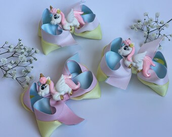Lazo para el pelo de unicornio / Pinza de cinta hecha a mano, accesorio para niñas