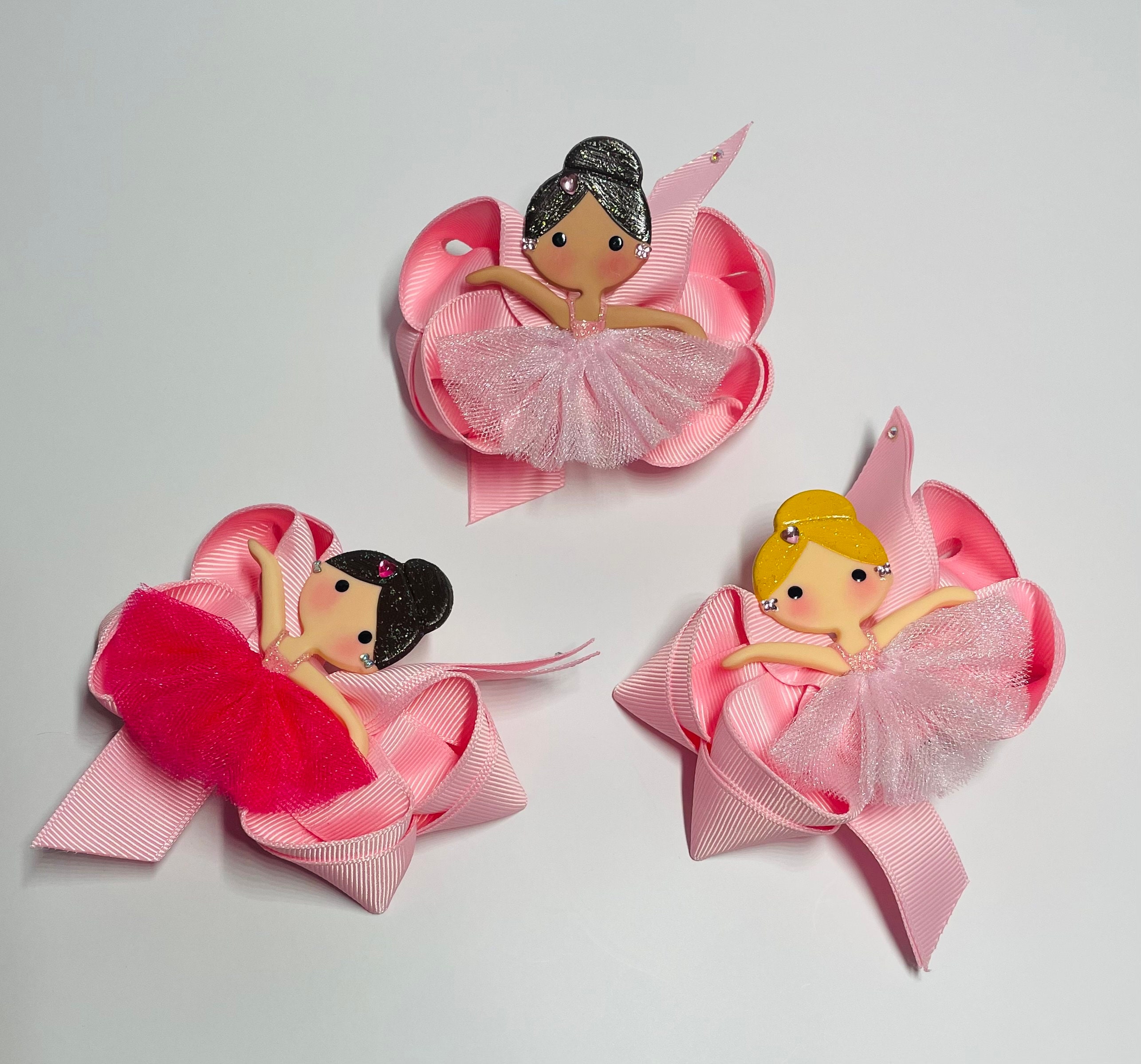 Ballerina Hair Clip, Alligator Clip, Ballerina Clay Doll Clip, Ballerina Bow. Etsy
