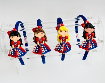 Patriotic Girl Headband | American Flag Bow, July 4th