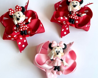 Handmade Minnie Mouse Hair Clip – Red Polka Dot Bow