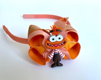 Orange Ribbon Hair Bow Headband | Handmade Character Hair Accessory