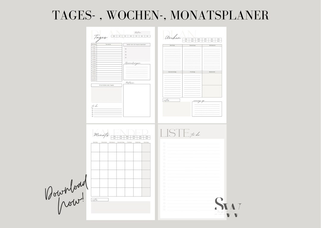 Set Daily Planner Weekly Planner Monthly Planner To-do List ISO A5 A4 ...