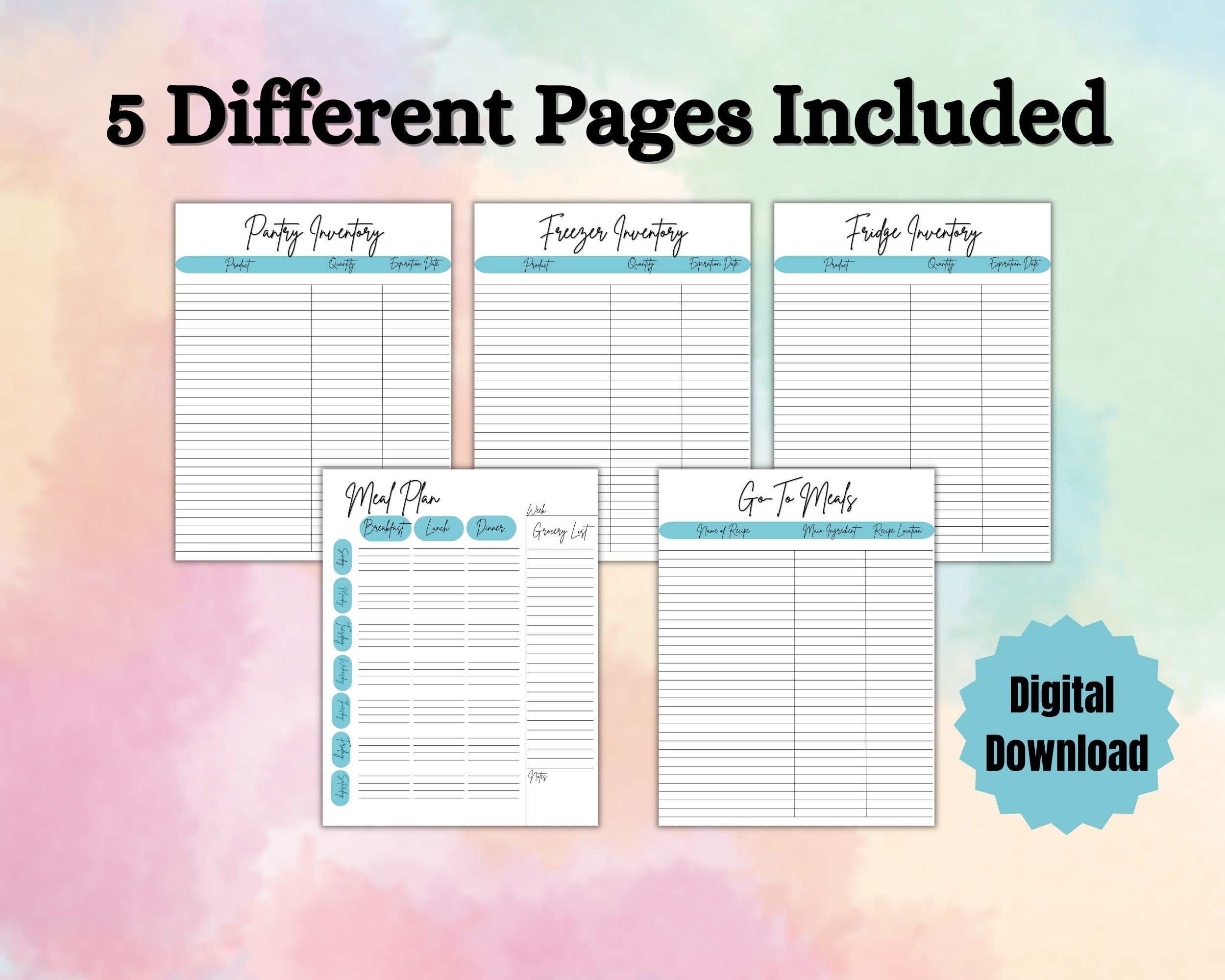 Weekly Printable Meal Planning Suite With Pantry Inventory, Freezer ...