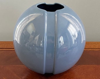 Vintage 80's Baby Blue Ceramic Haeger Orb Vase