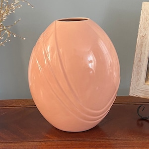 Vintage Haeger Art Deco Large Peach/Pink Draped/Contoured Vase