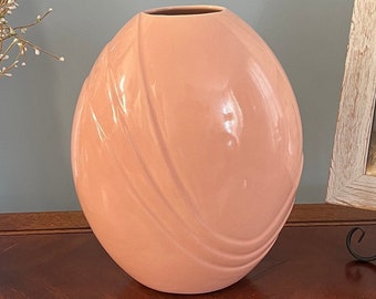 Vintage Haeger Art Deco Large Peach/Pink Waterfall Vase