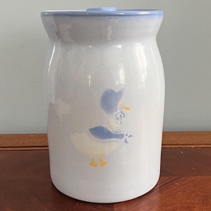 Vintage Mother Goose Country/Farmhouse Blue Cookie Jar/Canister