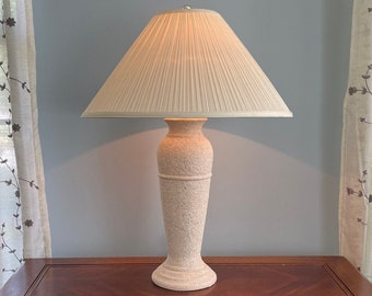 Vintage 80's Postmodern Art Deco Revival Red/Blue/Pink Textured Ceramic 3-Way Lamp