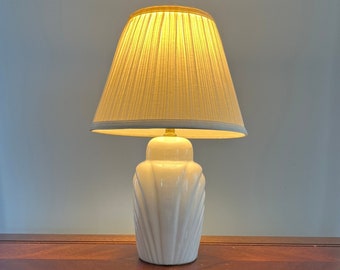 Vintage 80's White Art Deco Petite Ceramic Lamp