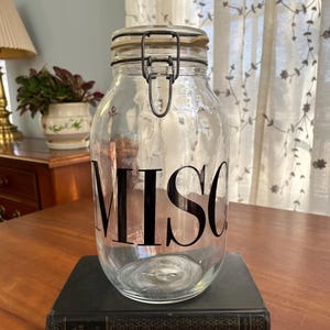 Vintage Triomphe 3 Liter &quot;MISC&quot; Glass Jar, Storage Container, Made in France