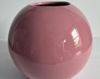 Vintage 90's Modern Dusty Pink Ceramic Haeger Orb Vase