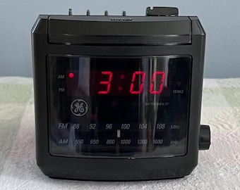 Vintage 80's Black GE AM/FM Alarm Clock Radio - Etsy