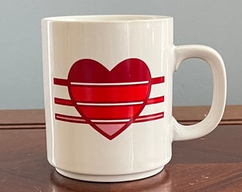 Vintage 80&#39;s Ceramic Red Heart Mug/Cup, Valentine&#39;s Day Gifts