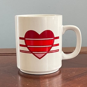 Vintage 80&#39;s Ceramic Red Heart Mug/Cup, Valentine&#39;s Day Gifts