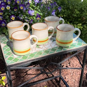 Vintage 70&#39;s MCM JMP Casualstone Ceramic Coffee/Tea Mugs, Set of 5