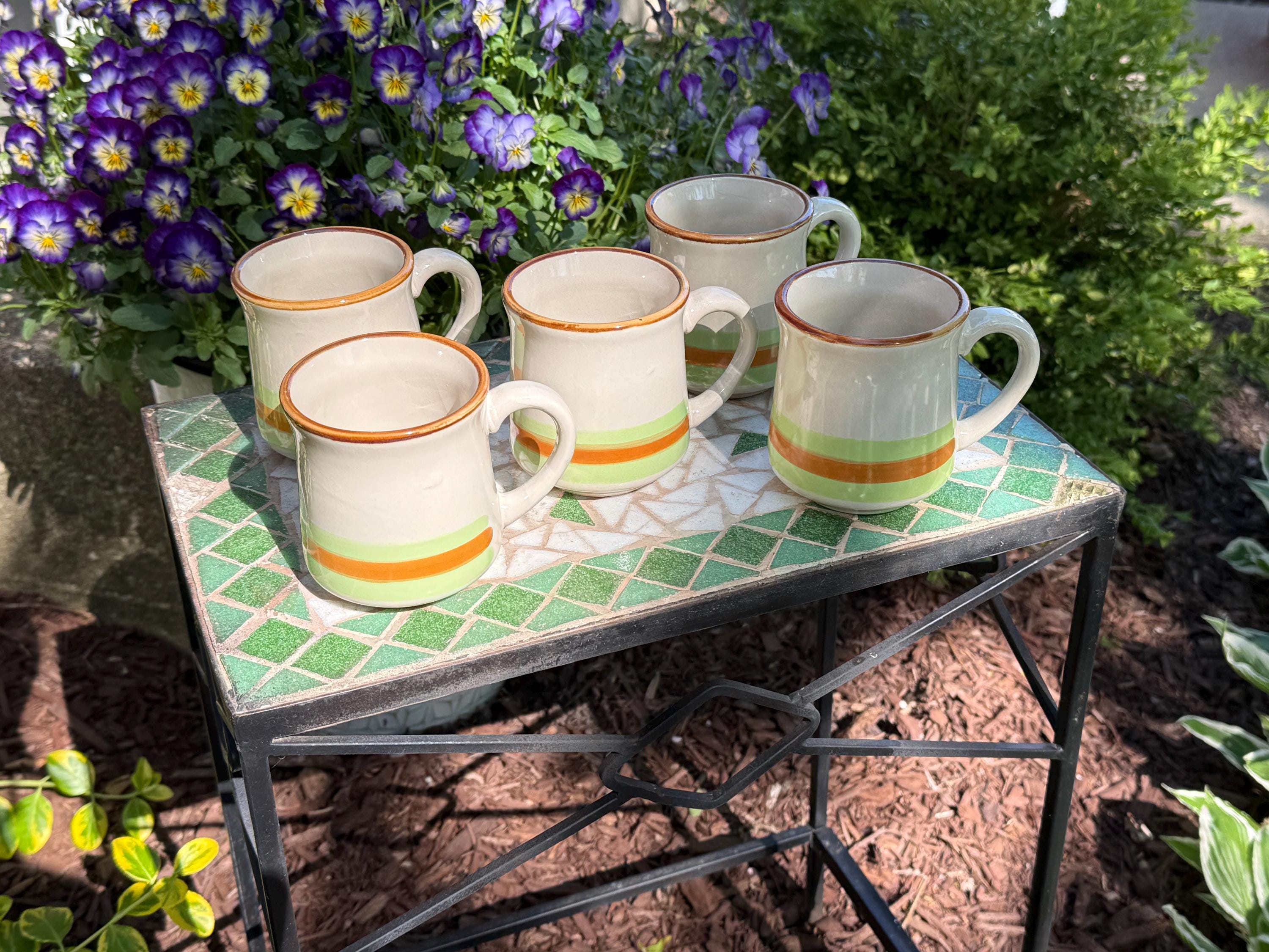 Vintage 1970s Orange Stripe Mug - Etsy