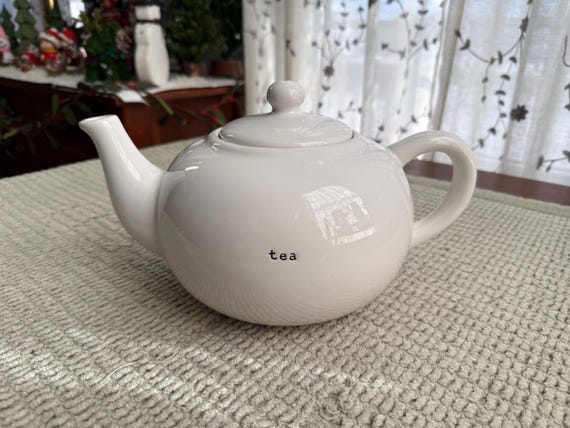Vintage Pottery Barn Coffee House White Ceramic Teapot