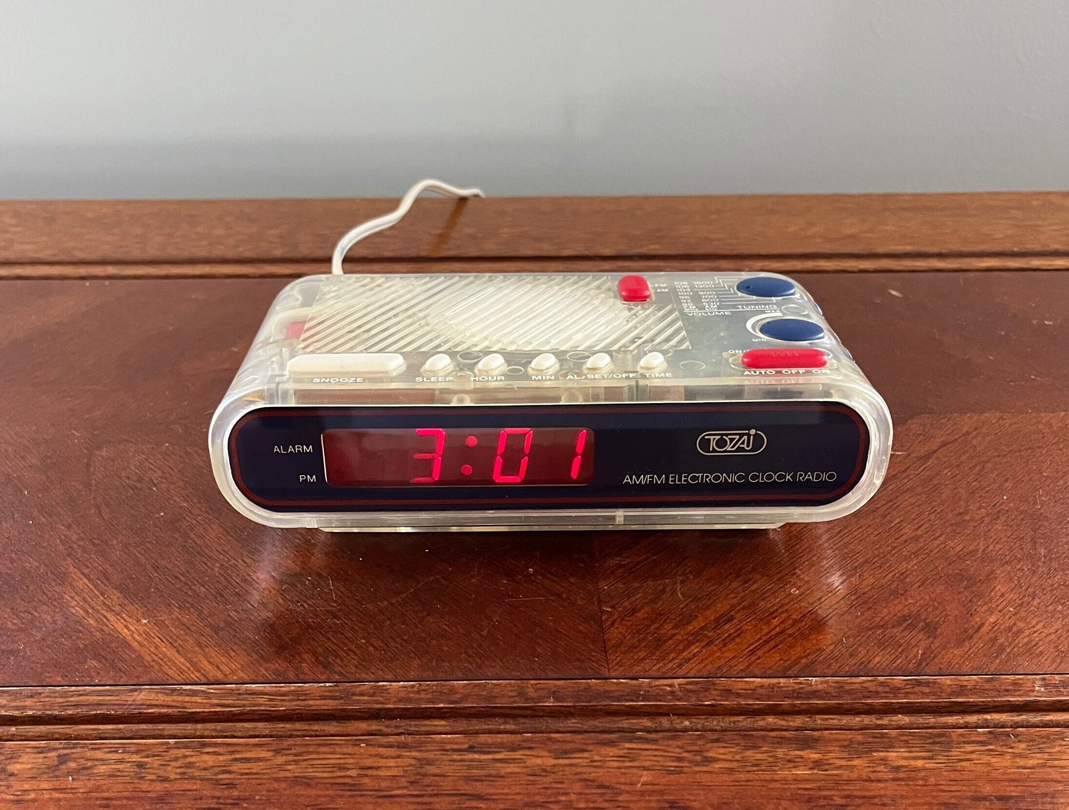 Vintage 90's Clear Tozaj AM/FM Digital Alarm Clock Radio - Etsy