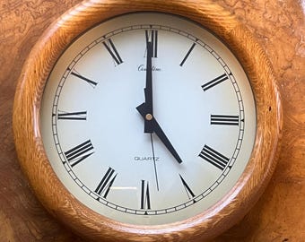 Restored Knight & Gibbins Pine Wall Clock: New Quartz Movement