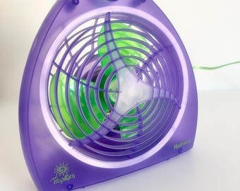 holmes tropicool tabletop fan translucent purple and lime green 90s kid