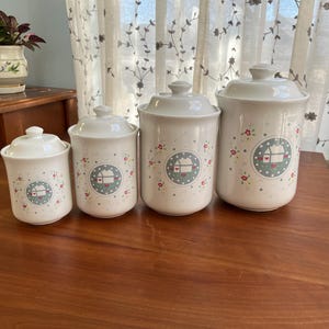 Vintage 80's Country, Farmhouse, Cottagecore White Ceramic Canisters ...
