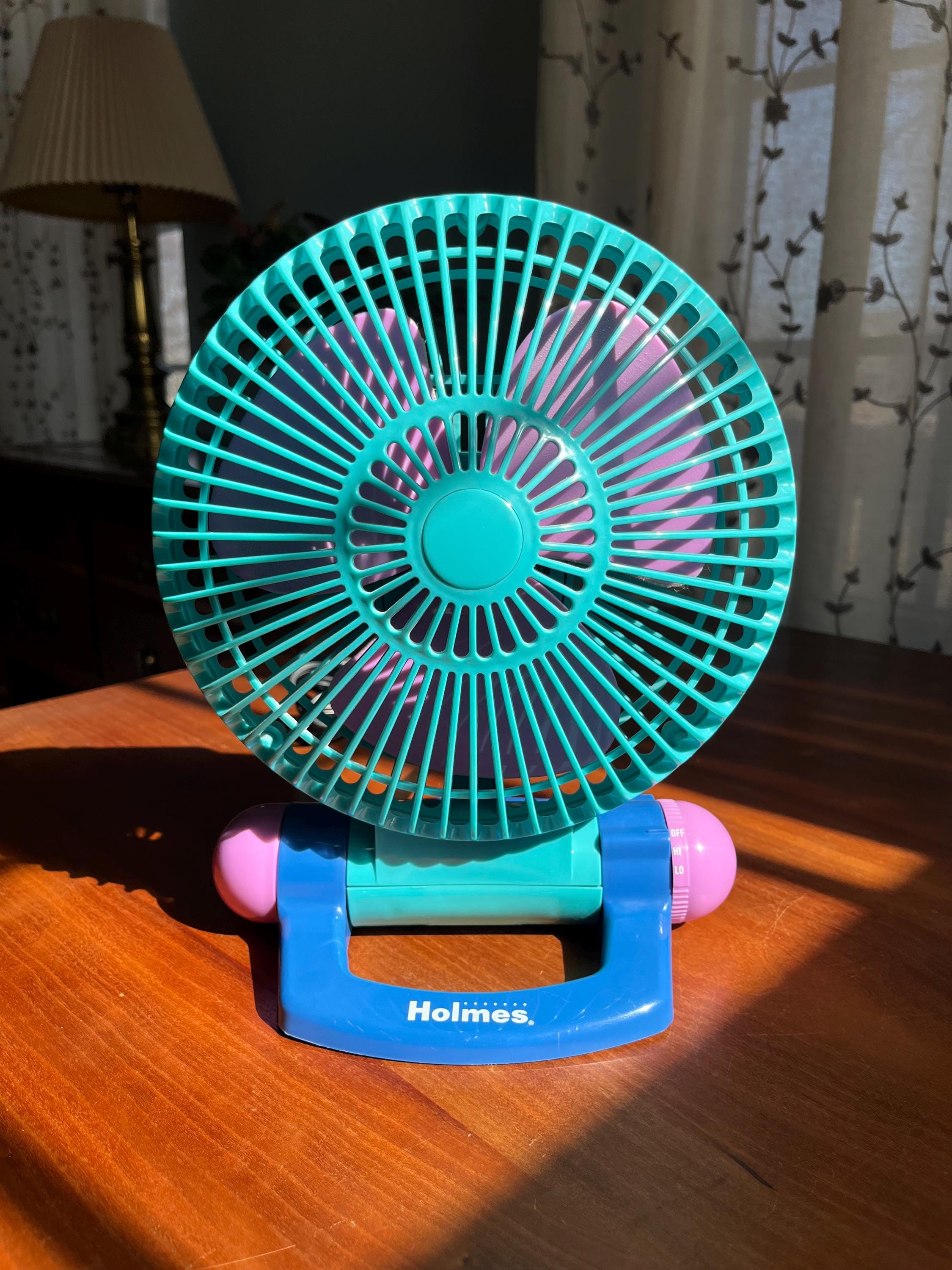 Vintage 90's Turquoise, Pink, Blue Holmes Desk Fan