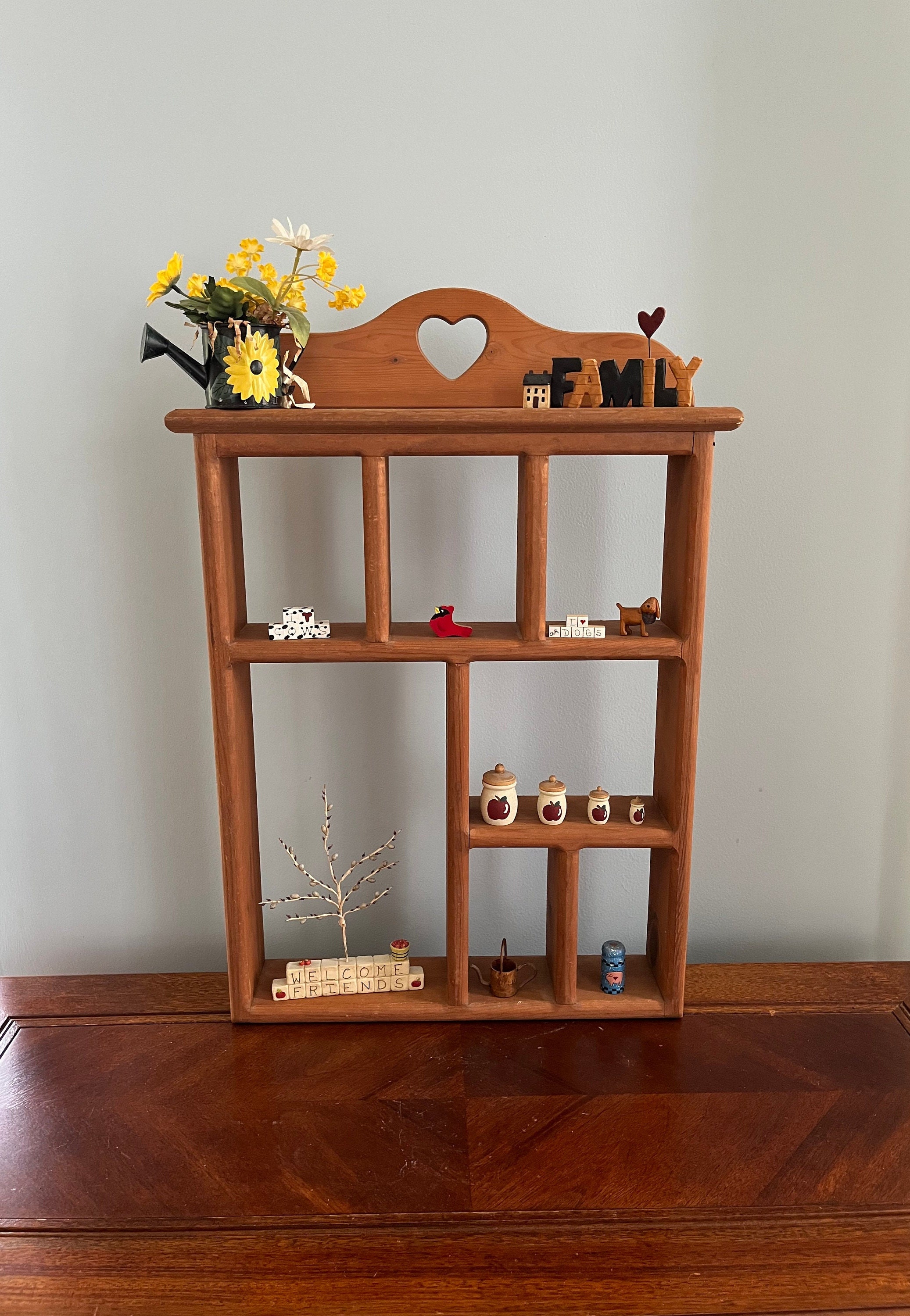 【SALE／10%OFF Wall Cubby/shelf/curio Heart Wood 80's Vintage Decor Etsy - アンティーク雑貨