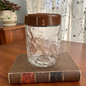 Vintage 70&#39;s MCM Embossed Glass Storage Jar