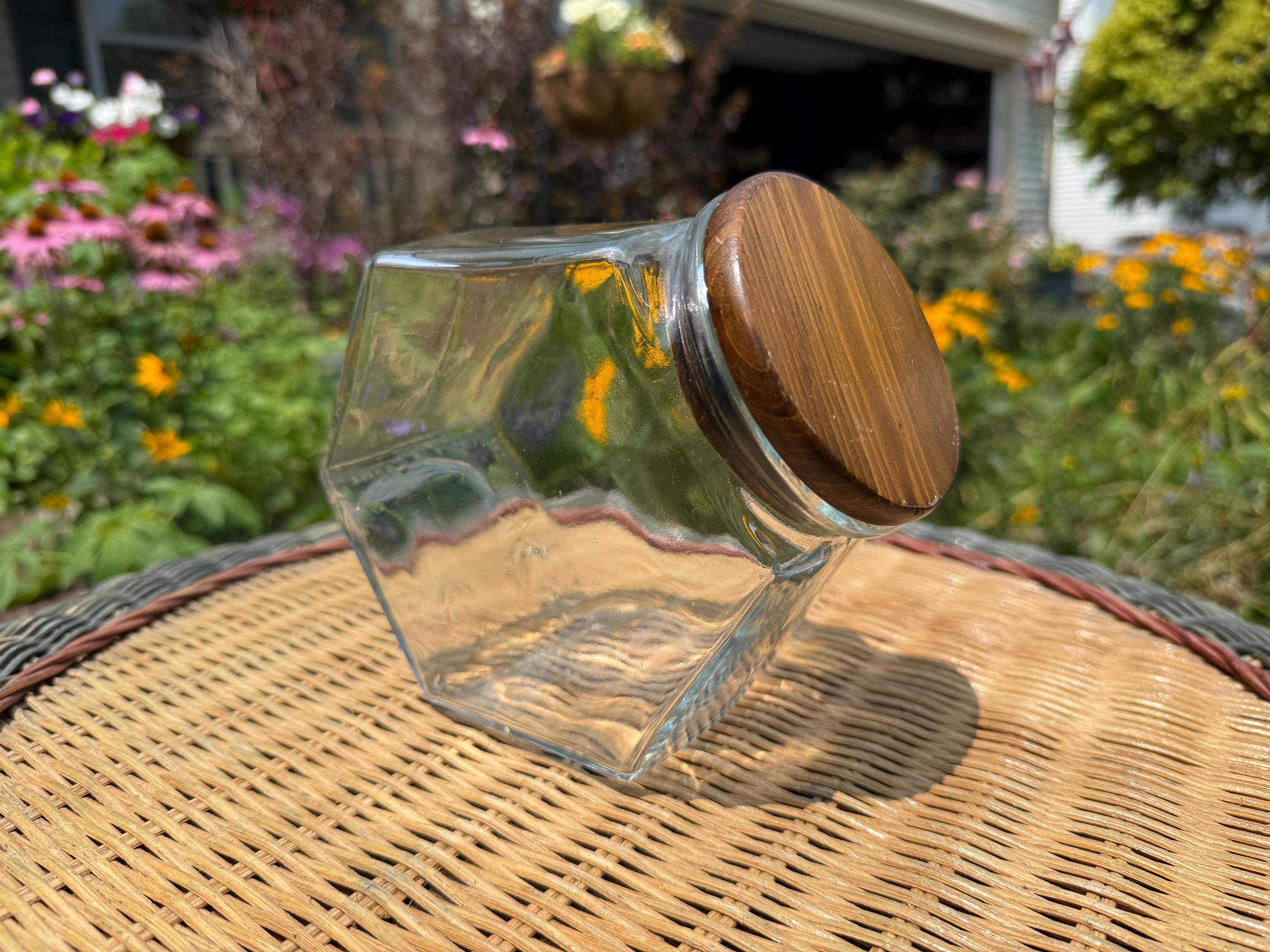 Hexagon Jar With Wood Lid - Etsy