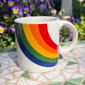 Vintage 80&#39;s Rainbow Coffee/Tea Mug, LGBTQ/Pride Decor