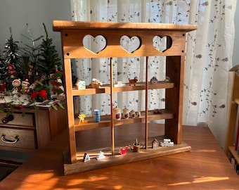 80s【イタリアンヴィンテージ】ボタニカル ウォールレター キーフック 飾り棚 Vintage 80's Country/farmhouse 9 Pocket Wooden Hearts Knick Knack