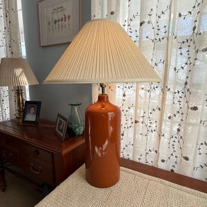 Vintage MCM 70s Burnt Orange, Rust Colored Ceramic Cylinder 3-way
