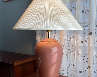 Vintage 80s, Table Lamp, Pink Ceramic, Pinks and Purples, Rainbow