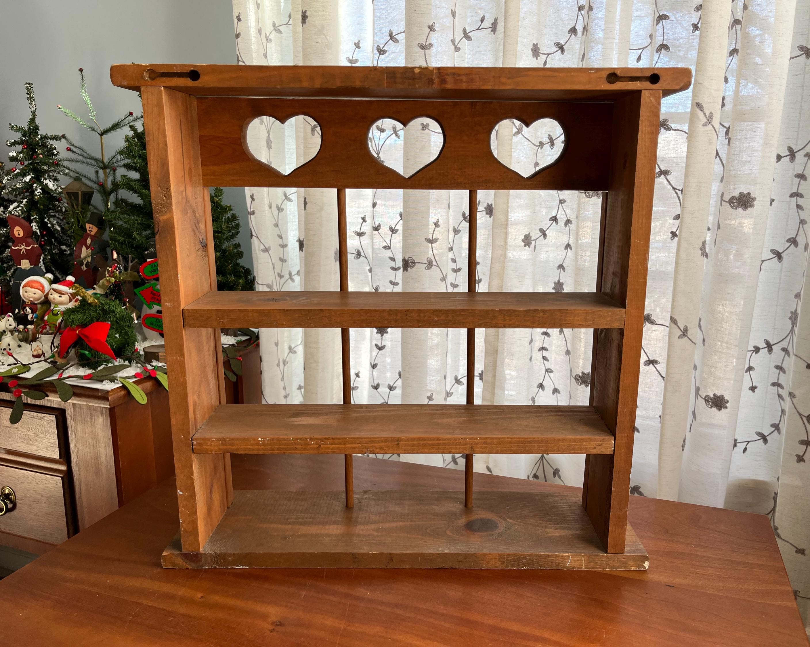 Vintage 80's Country/farmhouse 9 Pocket Wooden Hearts Knick Knack