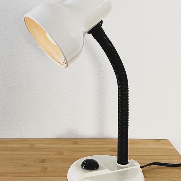 80's White MCM Gooseneck Desk Lamp