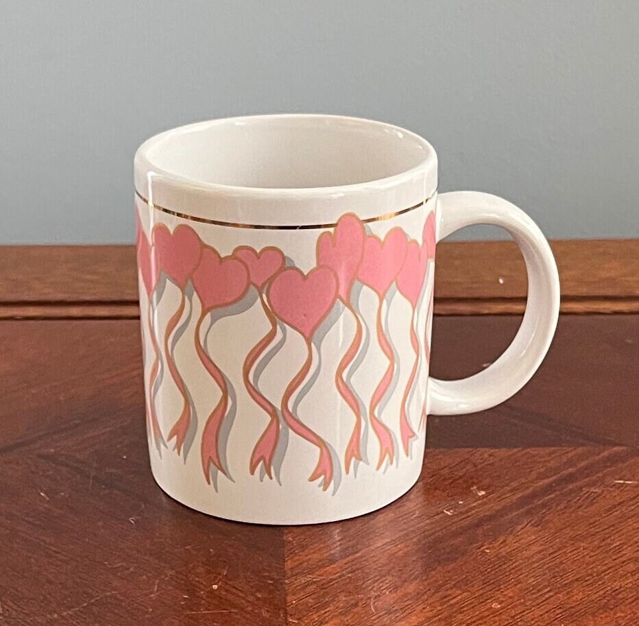 Vintage 90's J.I.I. Ceramic Pink Hearts Coffee/Tea Mug