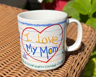 Tasse à café/thé en céramique « I Love My Mom » vintage des années 80