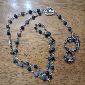 Custom Deity pagan prayer beads, pearls, glass briolette beads, pentacle beads, spacer beads, pagan, witchcraft, wicca, crystals
