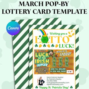 St. Patrick’s Day Pop-By Template, Lottery Ticket Pop By Card, Real Estate Marketing, Digital Download