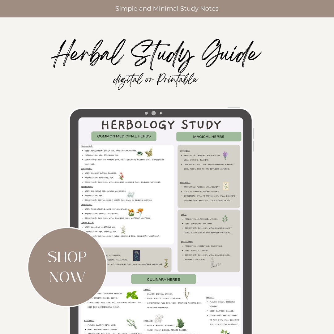 Herbology Study Botany Study Guide Plant Study Study Notes PDF Etsy