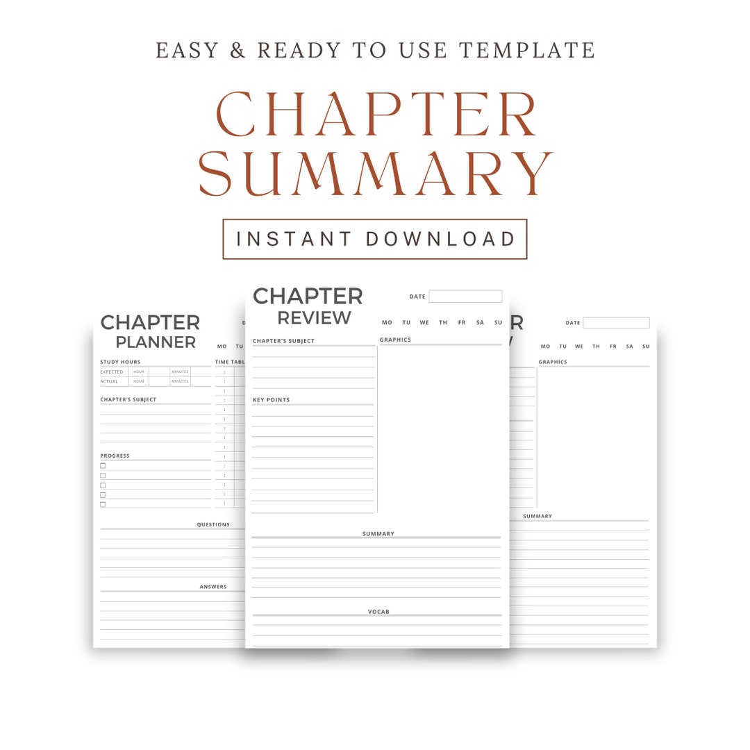 3 Chapter Review Templates | Study Guide | Study Planner Template ...