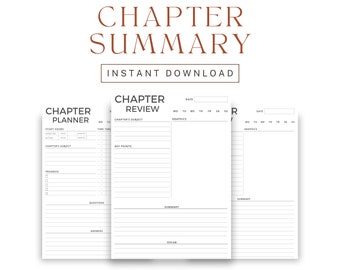 Chapter Summary Templates: Study Planner, Review, Notes (PDF)