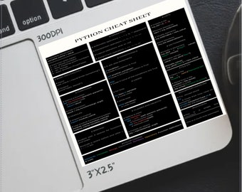 Python Cheat Sheet: Coding Guide, Beginner's Reference (Digital Sticker/PDF)