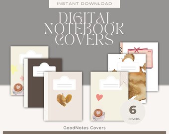 Coffee Shop GoodNotes Covers: Light Academia Digital Notebook (PDF & PNG)