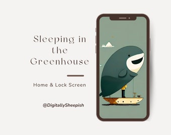 Whale Phone Wallpaper | Sleeping in the Greenhouse, Green Academia (Digital Download)