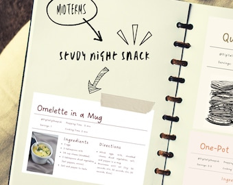 Recipe Cards: Easy Study-Night Snacks for College Students | Instant Download | Printable Cooking Book Template