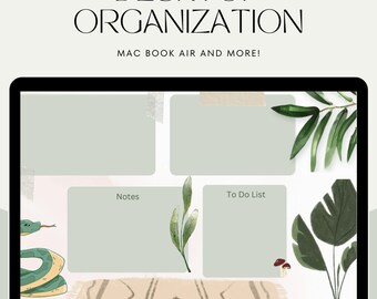 Green Academia Desktop Wallpaper Organizer: Botanical Theme (Instant Download)