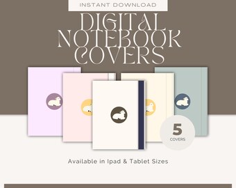 Minimalist Pastel Digital Notebook Covers: GoodNotes, Samsung (PDF & PNG)